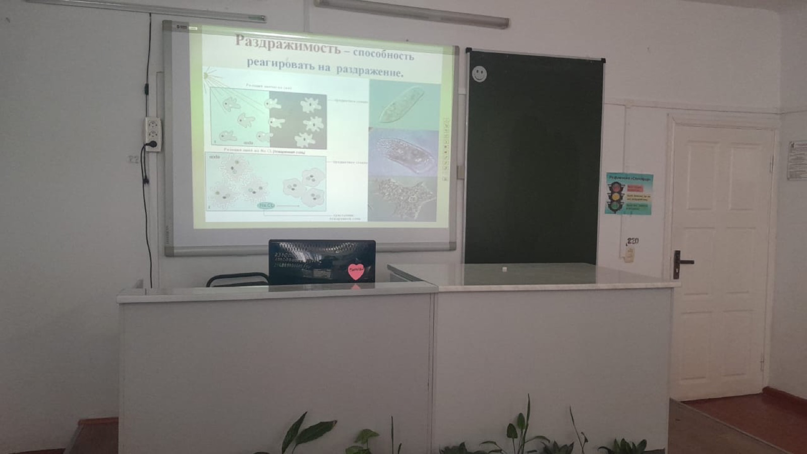Проекциялық экраны бар оқу кабинеті